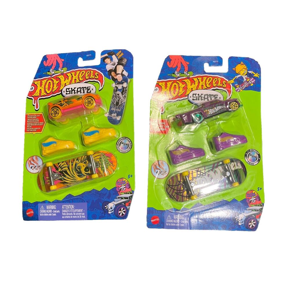 Hot Wheels Skate Tony Hawk Finger Board W/ Exclusive Die-Cast Car Lot Of 2